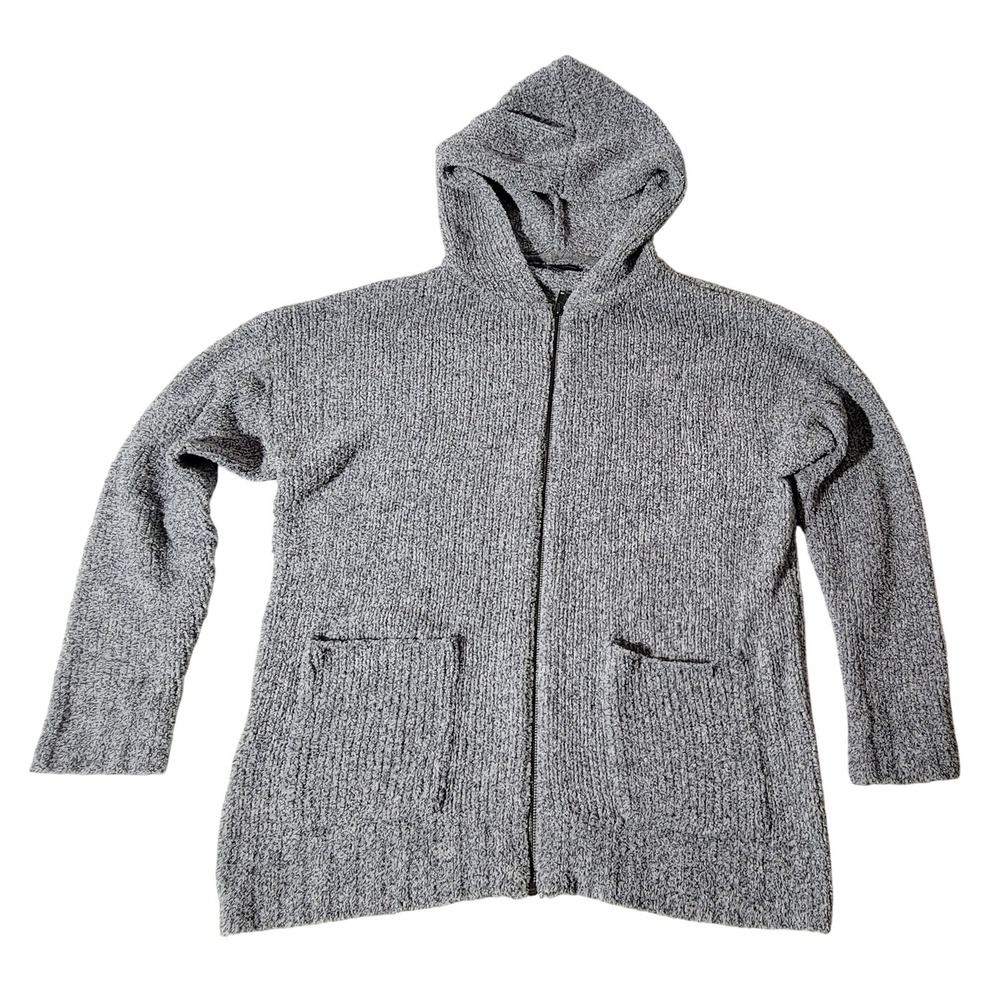 American‎ Eagle Gray Chenille Full Zip Hoodie Sweater Mens Large Ribbed Knit